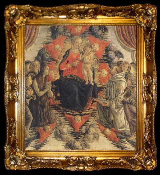framed  Francesco Botticini The Virgin and the Nino in the glory with Holy Maria Mary magdalene, San Bernardo and angeles, ta009-2
